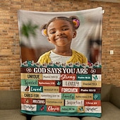 cheap Personalized Textiles-Customized Blanket Personalized Gifts God Says You Are Bible Verses For Daughter, Son - Personalized Photo Blanket