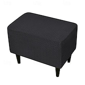 abordables Housse de pouf-Housse de pédale de tabouret housses de pouf extensibles en jacquard housses de rangement pliantes épaisses protecteur de repose-pieds carré avec fond élastique pour le salon