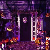 halpa Halloween-ulkoilmakoristeet-halloween musta kammottava kangas pelottava sideharsokangas oviaukot verkkokangas kummitustaloon kammottavia ja pelottavia halloween-koristeita