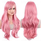 economico Parrucche da festa-Parrucche lunghe ricce parrucca ondulata capelli resistenti al calore parrucca cosplay parrucche Halloween cosplay party