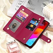 お買い得  iPhone用ケース-電話 ケース 用途 iPhone 16 iPhone 15 プロマックスプラス iPhone 14 13 12 11 Pro Max Plus Mini SE バックカバー スタンド付き 磁石バックル ジッパ－ レトロ風 TPU PUレザー