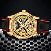 voordelige Mechanische Horloges-FORSINING Heren mechanische horloges Creatief Modieus Vrijetijdshorloge Polshorloge Automatisch opwindmechanisme WATERDICHT Decoratie Silicagel Horloge