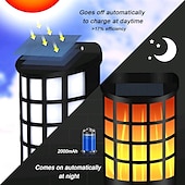 economico Applique per esterni-1 pz luci a fiamma solare per esterni, luci da parete a fiamma tremolante impermeabili con sensore scuro accensione/spegnimento automatico 66 luci notturne a energia solare a LED design a reticolo per