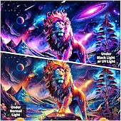 Недорогие Черные гобелены-черный гобелен, реагирующий на ультрафиолет, светящийся в темноте, светящийся, вечеринка, неоновый, лев, животное, вселенная, природа, психоделический, триповый, туманный, подвесной гобелен,