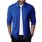 cheap Men&#039;s Jackets &amp; Coats-Men&#039;s Shirt Jacket Transition Jacket Daily Breathable Pocket All Seasons Plain Classic Lapel Regular Waffle Fabric Black White Royal Blue Khaki Light Grey Jacket