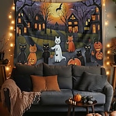 olcso halloween faliszőnyegek-macskák függő gobelin parasztház sütőtök fal művészet nagy kárpit falfestmény dekoráció fénykép háttér takaró függöny otthon hálószoba nappali