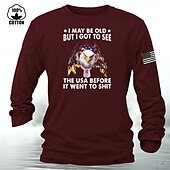economico Magliette grafiche da uomo-Bandiera americana degli Stati Uniti Aquila stampa di lettere Erica grigia Bianco Vino maglietta Per uomo Grafico 100% cotone Camicia Classico Informale Camicia Manica lunga Maglietta comoda