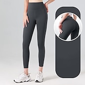 economico Leggings e collant da yoga-Per donna Pantaloni da yoga Leggings da yoga Fascia Elastica Vita Alta Yoga Allenamento in Palestra Pilates Collant Grigio scuro Nero Avorio Gli sport Abbigliamento sportivo Elasticizzato Taglia