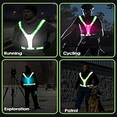 お買い得  キャンプ用ライトとランタン-1個のLED反射ランニングベストライト、高視認性、充電式、調節可能な照明、安全なウォーキング、ランニング、サイクリング、丈夫で快適なデザイン。