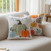 billiga Halloween Sovrum-Halloween Broderade Pumpor Dekorativa Toss Kuddar Överdrag 1PC Mjukt Fyrkantigt Kuddskydd Höstkudde för Sovrum Vardagsrum Soffa Stol