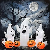 tanie Oświetlenie rekwizytów na Halloween-Dmuchane, oświetlone duchy i dynie na Halloween o długości 7 stóp, 3 dmuchane duchy z diodami LED do trawnika na podwórku wewnątrz, dekoracji halloween na zewnątrz
