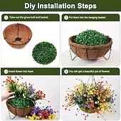 Недорогие Искусственные растения и цветы-уличное подвесное кашпо с искусственными цветами - устойчивая к ультрафиолету роза, эвкалиптовые растения, зелень из искусственного пластика, гипсофила для внутреннего сада, крыльца, оконного ящика,