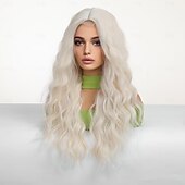 levne Syntetické paruky se síťkou-Syntetická krajková paruka Vlnité Styl 28 inch Bílá Střední část U část Paruka Dámské Paruka Bílá