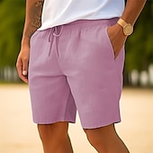 baratos Feriado-Homens Calção Shorts de verão Shorts de praia Com Cordão Cintura elástica Perna reta Tecido Conforto Respirável Curto Casual Diário Feriado Moda Estilo Clássico Branco Azul Marinha