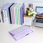 お買い得  事務用品-大容量のA4ファイルフォルダー収納ボックス、プレートクリップ付き、テスト用紙情報ブック、学生向け科目分類