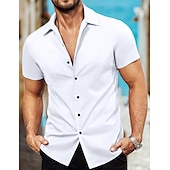 economico camicia da uomo con bottoni-Per uomo Camicia Camicia estiva Camicia con bottoni Maglietta informale Nero Bianco Rosa Rosso Blu Manica corta Liscio Colletto Strada Giornaliero Abbigliamento Di tendenza Informale Comodo