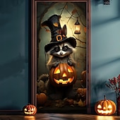 billige Halloween dørdeksler-halloween dørdekorasjoner halloween dørdeksler svart katt gresskar dør billedvev dør gardin dekorasjon bakteppe dør banner for inngangsdør gårdshus ferie fest dekor forsyninger