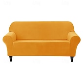 baratos Cobertura de Sofa-capa completa de veludo para sofá capa de sofá pelúcia e extensível tecido macio e durável com tudo incluído - fácil de instalar limpo - perfeito para proteger e melhorar seu sofá
