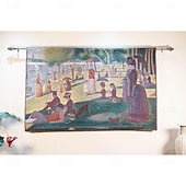 economico Arazzi tessuti jacquard-arazzo tessuto jacquard gobelin aubusson arte da parete appeso aubusson riproduzione di un grande arazzo telaio tessitura di cotone una domenica pomeriggio sull&#039;isola della grande jatte (senza nappe