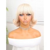 levne Syntetické trendy paruky-Syntetické paruky Deep Curly Střih Bob Elegantní ofina Paruka 10&quot; Zlatavá Umělé vlasy Dámské Zlatá
