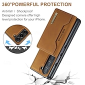 baratos Capa Samsung-telefone Capinha Para Samsung Galaxy Dobra Z 7 Dobra Z 6 Z Fold 5 Z Fold 4 Z Fold 3 Capa traseira Com Suporte Destacável Magnética Retro TPU PC Couro PU