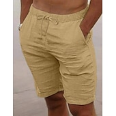 baratos Clássico-Homens Calção Shorts de verão Shorts de praia Com Cordão Cintura elástica Tecido Respirável Comprimento do joelho Ioga Praia Havaiana Casual Branco Verde