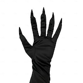 お買い得  ハロウィンのマスクと小道具-ハロウィーンの爪付き手袋、黒のグリッターネイル付き - ハロウィーンのコスプレやドレスアップ用の長いホラー手袋