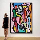 preiswerte Berühmte Meisterwerke-Ölgemälde im Picasso-Stil, handgefertigt, abstraktes Picasso-Porträtgemälde, Wandgemälde, Figurenölgemälde, handgefertigt, signiertes abstraktes Figurenölgemälde auf Leinwand für die Wanddekoration