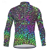 voordelige Heren shirts-Voor heren Wielrenshirt Lange mouw Winter Fietsen T-shirt Kleding Bovenlichaam met 3 achterzakken Bergracen Wegwielrennen Sneldrogend Rits Aan De Voorzijde Lampenkatoen Geel Blauw Paars Kleurenblok
