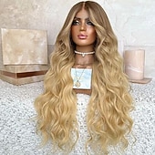 economico Parrucche lace front capelli veri-Capelli umani di Remy 13x4 Pizzo Frontale Parrucca Parte di mezzo Brasiliano Ondulato Onda sciolta Biondo Multicolore Parrucca 130% 150% Densità dei capelli con i capelli del bambino Capelli