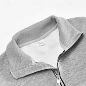 お買い得  ベーシックスウェットシャツ-男性用 スウェットシャツ クォータージッパースウェットシャツ ブラック ホワイト ネイビーブルー カーキ色 ライトグレー ハーフジッパー 平織り リブ テクスチャード加工 ニットテクスチャ スポーツ 日常 祝日 ポリエステル テクスチャー ストリートファッション ベーシック カジュアル 春 &amp; 秋 衣類 パーカー トレーナー 長袖