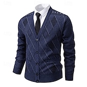 preiswerte Herren Strickjacke-Herren Strickjacke Kurzer Pullover Strickpullover Herren Pullover Gerippt Stricken Standard Knopf hoch Seitentaschen Bogengimpe V Ausschnitt Modisch Klassisch Freizeitskleidung Verabredung Bekleidung