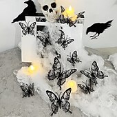 billige Halloween-Dobbeltlags hodeskalle rose halloween 3d tredimensjonal sommerfugl hjemmedekorasjonsklistremerker