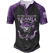 Χαμηλού Κόστους T-shirt Halloween-Ανδρικά Halloween Γραφική Νεκροκεφαλές Γράμμα Μπλουζάκι Πουκάμισο Henley Κοντομάνικα Κοντομάνικο 3D εκτύπωση Υψηλής Ποιότητας Βασικό Κλασσικό ΕΞΩΤΕΡΙΚΟΥ ΧΩΡΟΥ Καθημερινά Αθλητικά Καλοκαίρι