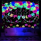 זול שטיחי קיר של Blacklight-blacklight שטיח uv תגובתי זוהר בחושך זוהר מסיבת ניאון רעיונות מסיבת זוהר מקלות מסיבה תלוי שטיח קיר אמנות קיר ציור קיר לחדר שינה בסלון
