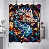 tanie Zasłony prysznicowe-Zasłona prysznicowa z haczykami 180cm*180cm (70&quot;*70&quot;) z poliesteru zmywalna wodoodporna z wzorem do dekoracji łazienki z motywem zwierząt i kwiatów