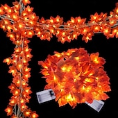 olcso Halloween szabadtéren-hálaadás juharlevél zsinór lámpák 10/20/40 led füzér lámpák akkumulátor / usb táplálás halloween karácsonyi esküvői buli ünnep kerti erkély dekoráció