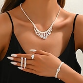 cheap Jewelry Sets-Bridal Jewelry Sets Four-piece Suit Imitation Diamond 1 Necklace 1 Bracelet 1 Ring Earrings Women&#039;s Elegant Stylish Sweet Lovely Classic Love Precious Jewelry Set For Wedding Party Evening Gift