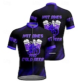 cheap Men's Jerseys-Men's Cycling Jersey Letter &amp; Number Beer Short Sleeve Bike Tee Tshirt Jersey with 3 Rear Pockets Mountain Bike MTB Quick Dry Anatomic Design Wicking Breathable Sports Yellow Red Blue Clothing Apparel
