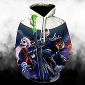 economico Grafica di personaggi di cartoni animati e film-Halloween sortita Jack Skellington Teschio dello scheletro Felpa con cappuccio Pullover Felpa con cappuccio natalizia divertente Stampa 3D Tasca frontale Grafica Per Da coppia Per uomo Per donna Per