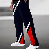 baratos Calças Desportivas-Homens Corredor Calça de moletom de perna reta Bolsos Com Cordão Geométrica Comprimento total Ao ar livre Casual Esportes Terror Azul Escuro Micro-Elástica