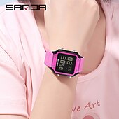 abordables Relojes digitales-Reloj electrónico de moda para hombre Sanda 2174, reloj despertador multifuncional deportivo resistente al agua 2024, reloj electrónico LED para hombre
