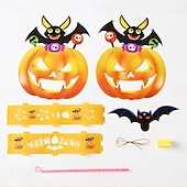 economico Luci di Halloween-decorazioni lanterna zucca di Halloween - luce notturna fai da te, oggetti di scena fatti a mano, lanterna portatile per bambini per giochi in costume, allestimento per atmosfera festosa