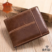 billiga Plånböcker-herr vintage brunt rfid-blockerande dubbelsidig plånbok i äkta läder med flera kortplatser - klassisk slimmad design