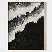 abordables Peintures paysages-fait à la main 3d vague noire peinture à l&#039;huile sur toile grand couteau à palette texturé abstrait peint à la main boho peinture à l&#039;huile art mural personnalisé œuvre d&#039;art minimaliste contemporaine