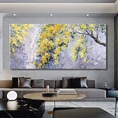 cheap Floral/Botanical Paintings-Mintura Handmade Tree Flowers Landscape Oil Paintings On Canvas Wall Art Decoration Modern Abstract Picture For Home Decor Rolled Frameless Unstretched Painting