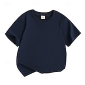 cheap Tees &amp; Shirts-Unisex Boys Girls&#039; 3D Solid Color Tee Short Sleeve Summer Spring Fashion Basic Kids 4-12 Years Crew Neck Outdoor Casual Daily Regular Fit