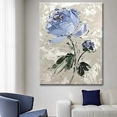 preiswerte Blumen-/Botanische Gemälde-große handgemachte Wandkunst abstrakte Leinwand Ölgemälde Wandkunst Boho Blumengemälde handgemachte braune Wandkunst 3D Strukturgemälde Blume abstrakte Kunst Gunge dunkle Pastell Wanddekoration