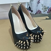 economico Tacchi a Piattaforma-tacchi alti neri a spillo da donna - décolleté con plateau borchiate punk rock per clubwear e feste
