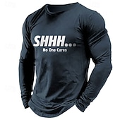 Camiseta gráfica de manga larga para hombres "SHHH... A nadie le importa" Humor sarcástico de estilo de vida abordables Camiseta gráfica para hombres-Camiseta gráfica de manga larga para hombres "SHHH... A nadie le importa" Humor sarcástico de estilo de vida